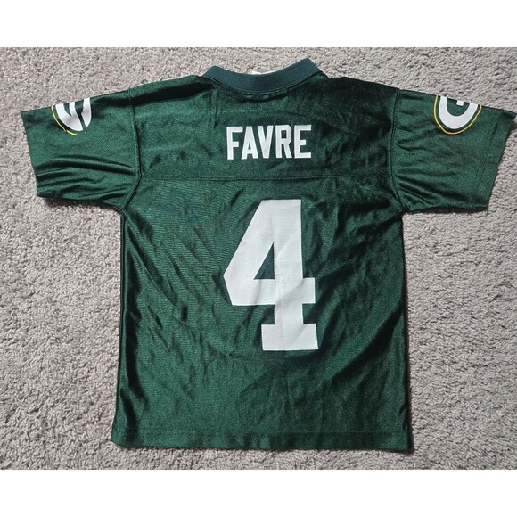 Nfl Green Bay Packers Brett Favre Youth #4 Jersey size Small 8 Green Gold - Picture 2 of 6